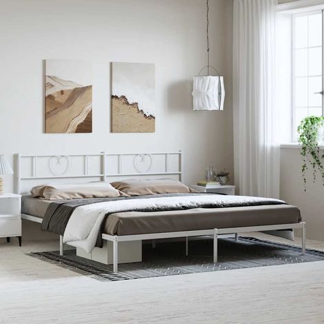 Bettgestell mit Kopfteil Metall Weiß 183x213 cm