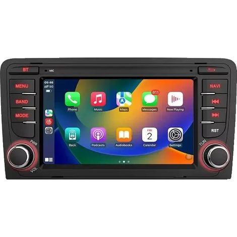 Radio para coche, tamaño de pantalla, compatibilidad multimedia, compatible con Audi A3 8P 2003-2012, V1C (2 GB 32 GB) 7 (1/2)
