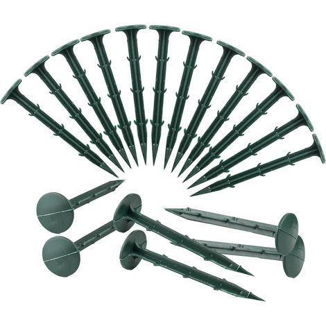 100 Morceaux de Tissu de Mauvaises Herbes Clous de Jardin Fixes, 11cm de Long en Plastique Jardin Clou Fixe Paysage Piton de Gazon, Vert (1/5)