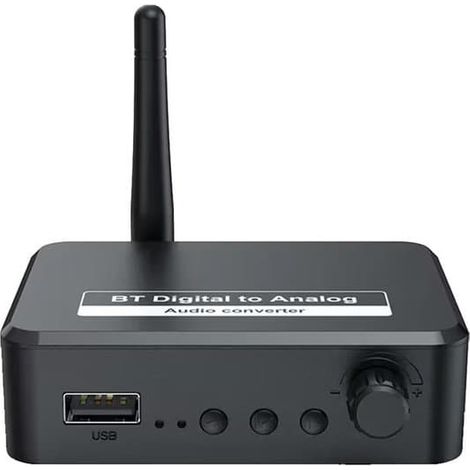 Ecleanfy - Adaptateur audio Bluetooth - BT 5.3 - SPDIF/AUX 3,5 mm/RCA/USB - Récepteur audio Bluetooth - B35T - Noir (1/5)