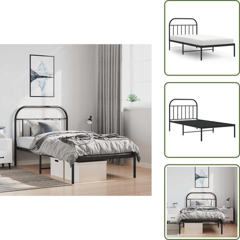 Cama de invitados - vidaXL Estructura cama sin colchón con cabecero metal negro 100x190 cm - Cama de metal