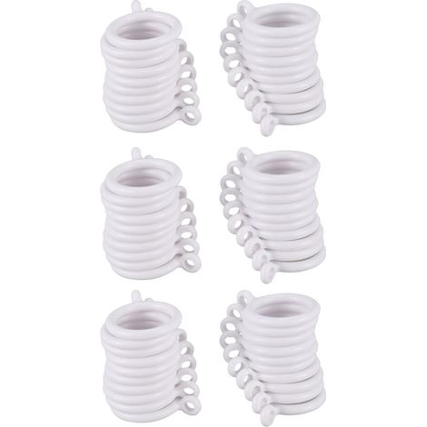 Anillos de plástico blanco para cortinas de interior, 60 unidades, 25 mm (1/4)
