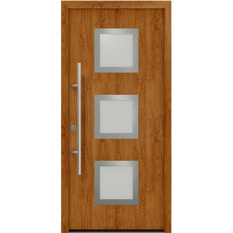 Hörmann Ecostar Haustür "ISOPRO Secur IPS 810S", golden oak, 110 x 210 cm (B x H), DIN Links