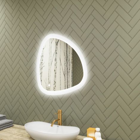 Artforma Miroir de salle de bain avec éclairage, 64x64, Interrupteur tactile, LED Dual, Miroir Irrégulier (1/5)