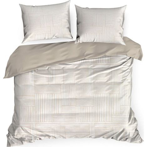 Set di biancheria da letto Spring/80 a righe spazzolate 160x200 cm in raso (1/5)