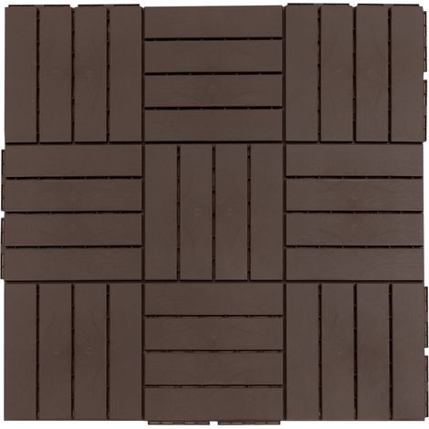 Terrassenfliesen 30 x 30 cm, 9 Stück, aus recyceltem Polypropylen, braun (1/5)