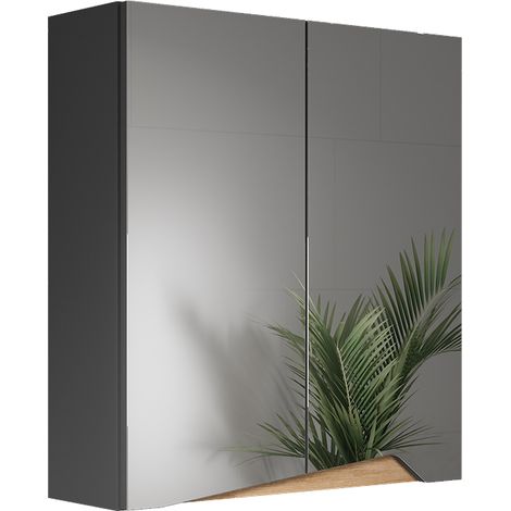 Spiegelschrank Marelle, Anthrazit/Artisan, 60 x 67 cm mit höhenverstellbarem Einlegeboden, Vicco