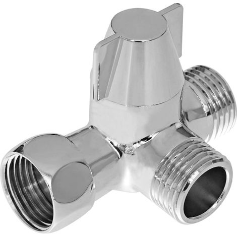 Inverseur à 3 voies Interrupteur à valve pour douchette, douchette et douche de tête bras de douche Inverseur à 3 voies en laiton massif, chrome poli (PV8)