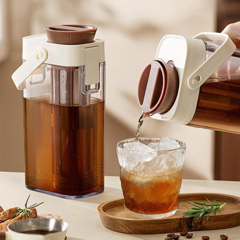 Cafetière à infusion à froid JeiibrZui - 1000 ml - Carafe en verre portable avec filtre fin - Machine à café et thé glacés - Conception anti-fuite pour la maison et les déplacements