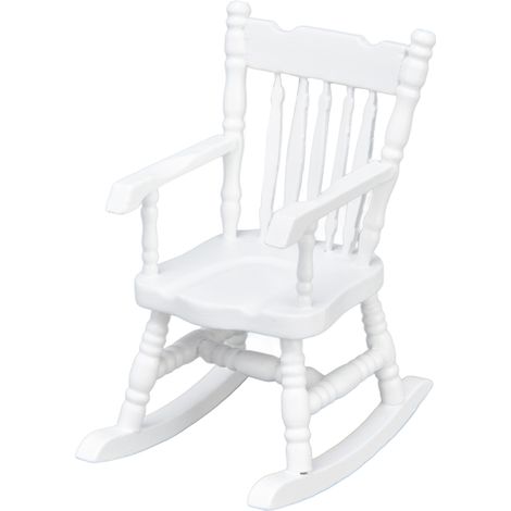Fauteuil à bascule miniature en bois, 1:12, Blanc, pour décoration de maison modèle (1/5)