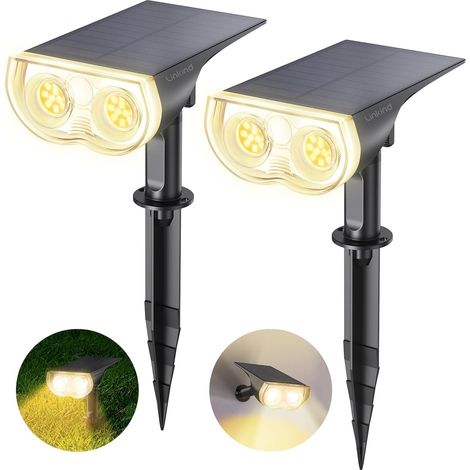 Spot Solaire Extérieur, StarRay 800lm avec Capteur de Lumière, 3000K Blanc Chaud, Applique Solaire Étanche IP65, Lampes Solaires de Jardin LED, avec 3 Modes, Lot de 2 (1/5)