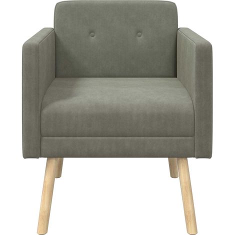 vidaXL Sillón auxiliar Gris Claro Tela de Pana (1/2)