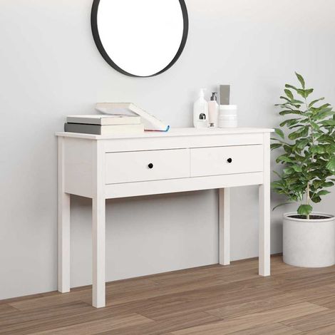 vidaXL Table console Blanc 100x35x75 cm Bois massif de pin (1/5)