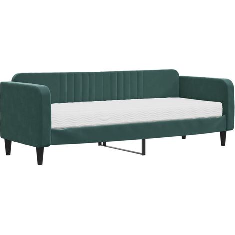 Lit adulte,Lit de jour avec matelas vert foncé 80x200 cm velours180087 (1/5)