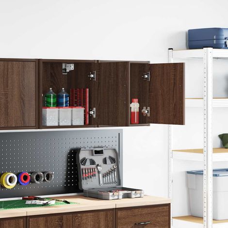 Armoires murales de garage 2 pcs chêne marron bois d'ingénierie
