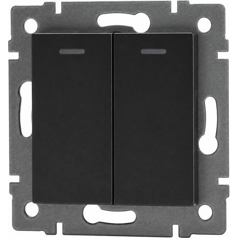 Interrupteur Mural 2 Touches Va-et-Vient avec Voyant LED Série G Noir PC 13 × 9 × 10 cm Standard Européen 250V 4000W – Livraison gratuite