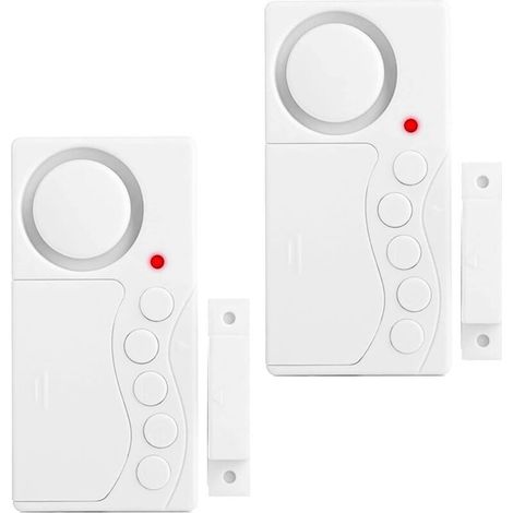 Lot de 2 alarmes de porte de congélateur, alarme de sécurité pour fenêtre, 3/15/30/60 secondes alarme de réfrigérateur sans fil, capteur de porte 4 en 1 sonnette alarme d'ouverture de porte forte108dB (1/5)