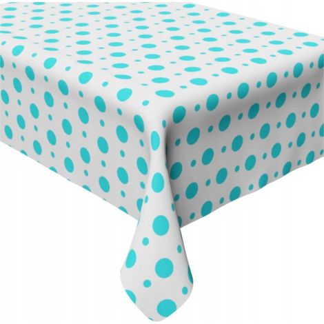 Tovaglia turchese a pois con effetto metallizzato, 100x130 cm (1/3)