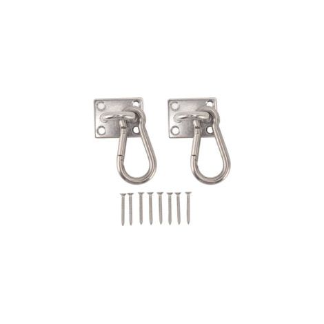 Kit de fixation pour balançoire / hamac / yoga aérien – M8 – Crochet plafond, platine carrée, ressort et mousquetons (1/5)