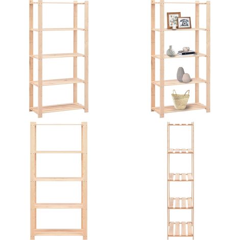 Lagerregal mit 5 Böden 80×38×170 cm Kiefer Massivholz 250 kg - Industrieregal - Holzregal - Lagerregal - Massivholzkasten - Werkzeugschrank - Home & Living (1/5)