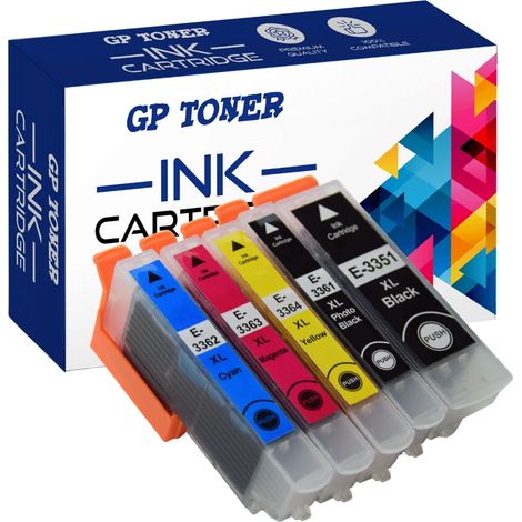 5 cartouches d'encre CMJN pour Epson GP-E3365XL (1/5)
