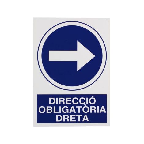 Señal poliestireno 297x210 mm - obligatorio dreta - material resistente y duradero
