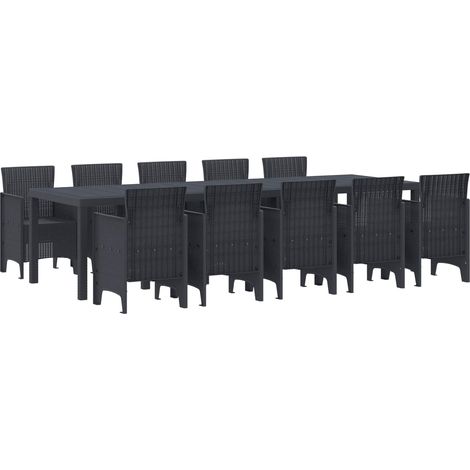 Garten Essgruppe 11 pcs Anthrazit Kunststoff