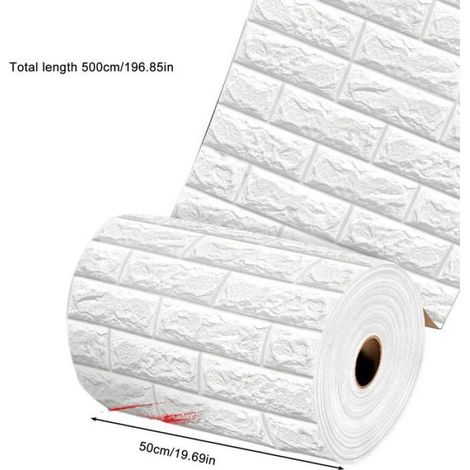 Décoration Murale - Mousse XPE - Motif Brique 3D - Autocollante Imperméable - Pour Salon Fond TV - 50 x 500 cm et 35 x 500 cm (1/5)