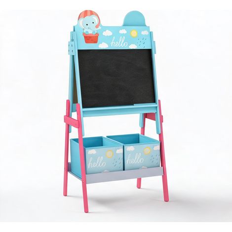 Tableau double face enfant sur pied MDF motif animaux 2 en 1 azul (1/5)