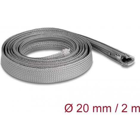 Delock Manga trenzada con cierre de cremallera resistente al calor 2 m x 20 mm gris