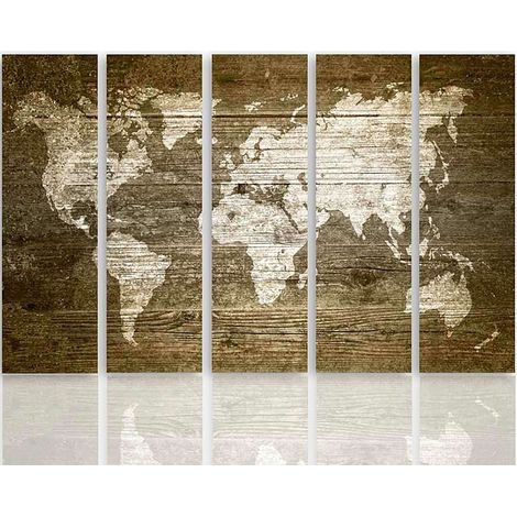 Tableau carte du monde rustique - 150 x 100 cm (1/5)