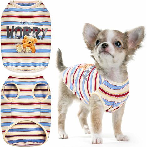 T-shirts à rayures pour petits chiens et chats, vêtements respirants pour chiots (rouge)
