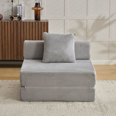 Fauteuil convertible 1 place en velours côtelé, pliable (1/5)