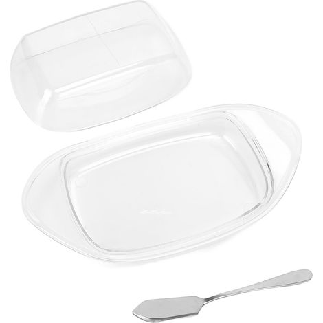 Boîte de Découpe de Beurre en Forme de Bateau avec Couteau et Couvercle, Récipient Alimentaire pour Fromage et Cuisine (Transparent) (1/5)