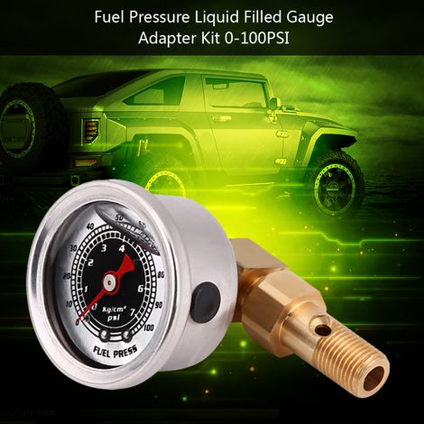 Kit d'adaptation manomètre régulateur pression de carburant à liquide 0-100 PSI noir polyvalent (1/5)