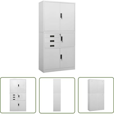 Maison Exclusive Büroschrank Hellgrau 90x40x180 cm Stahl (1/5)