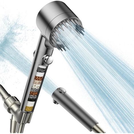 Soffione doccia con filtro e doccetta. Soffione doccia con filtro, getto d'acqua potente e diverse modalità di spruzzo. Modalità di pulizia potente. (1/4)