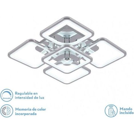 FABRILAMP 172685020  Plafonnier 129w 3000-4000-6500k Chrome Elara 9x58x58Cm 17415lm C.télécommande, variateur et Mémoire