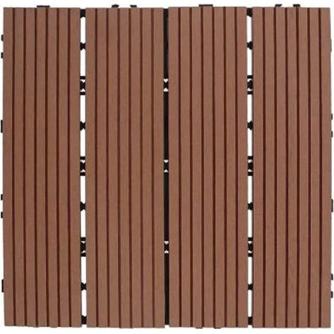 TRADE SHOP - Piastrella Giardino Esterno Effetto Legno Mogano Pavimento Antiscivolo Ad Incastro 73557 - (1/4)