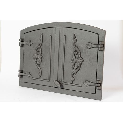 DZ017 - 55 x 41 - puerta de hierro fundido para ahumadero, horno, semicircular Grafito 500ºC (+20€)