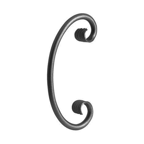 Riccio a C - Altezza 220mm Larghezza 110mm in tondo Ø14mm - Ferro battuto - Saldatura