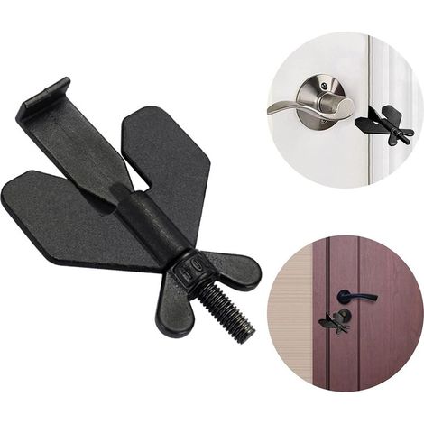Serrure de porte portable, serrure de porte en acier inoxydable Dispositif de sécurité Serrure de porte de voyage antivol Sécurité supplémentaire et intimité pour la maison, noir (1/5)