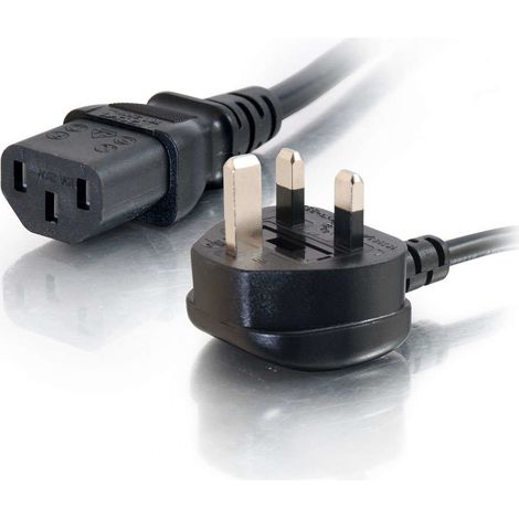 C2G Cable de alimentación europeo 16 AWG de 2 metros (IEC320C13 a BS 1363)