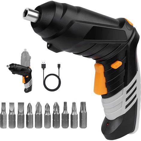 Perceuse Visseuse Sans Fil 3.5Nm, Visseuse Devisseuse 1300mAh 3.6V + 10 Forets, 2 Sens Rotation + Lampe LED, Câble Charge USB, Idéal pour Artisans, Installation de Meubles et Jouets
