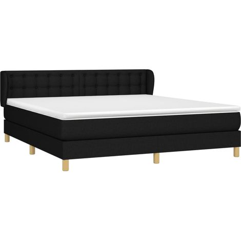 vidaXL Sommier à lattes de lit avec matelas Noir 160x200 cm Tissu (1/5)