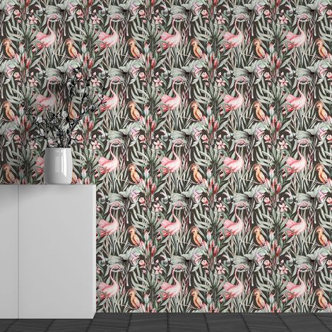 Papier peint panoramique Enfants - Motif Flamants roses - 130 cm x 81 cm (1/3)
