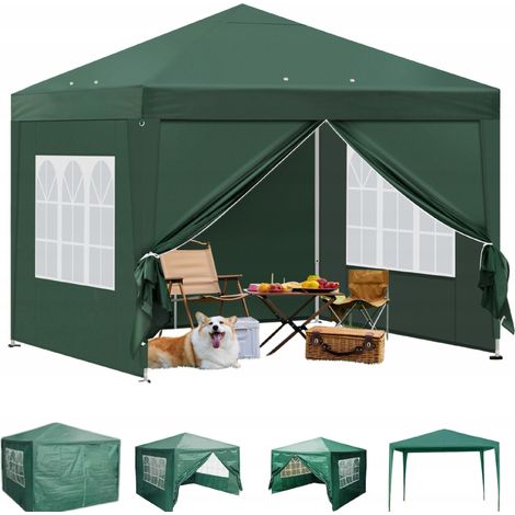 TG77595-1 TENDA DA GIARDINO A PADIGLIONE CON 4 PARETI, GAZEBO DA GIARDINO PER FESTE E USO COMMERCIALE