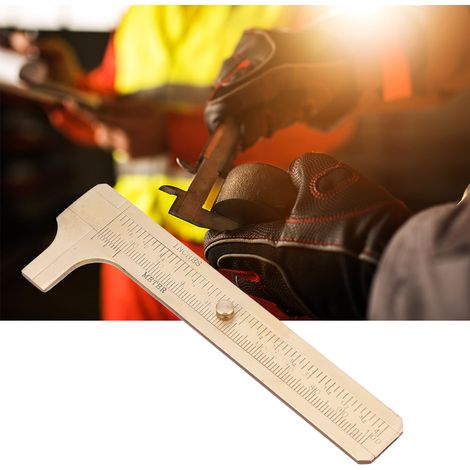 Dickenmesser aus Messing mit Doppelskala, Schmuckmesslineal, Messwerkzeug 0-100 mm (1/5)