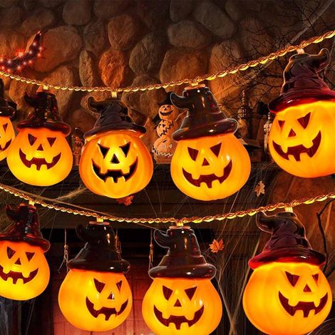 Batteriebetriebene Lichterkette in Kürbisform für Halloween-Dekorationen im Innenbereich, Halloween-Partybeleuchtung, Haustürbeleuchtung (1/5)