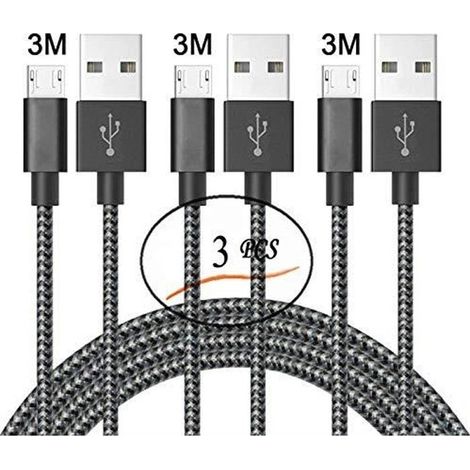[3er-Pack] 3 m Micro-USB-Kabel, Micro-USB-Ladekabel für Samsung Galaxy S7 Edge, S6, S5, S4, S3, Note 5, WIKO, ASUS, HUAWEI, HTC, LG (1/4)